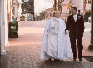 Walking through Downtown Lancaster after the ceremony