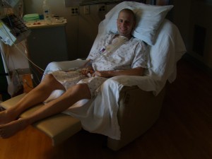 Kevin enjoying his new chair at the hospital!