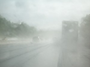 The sun came out, and with the spray on 95, it was SO hard to see!